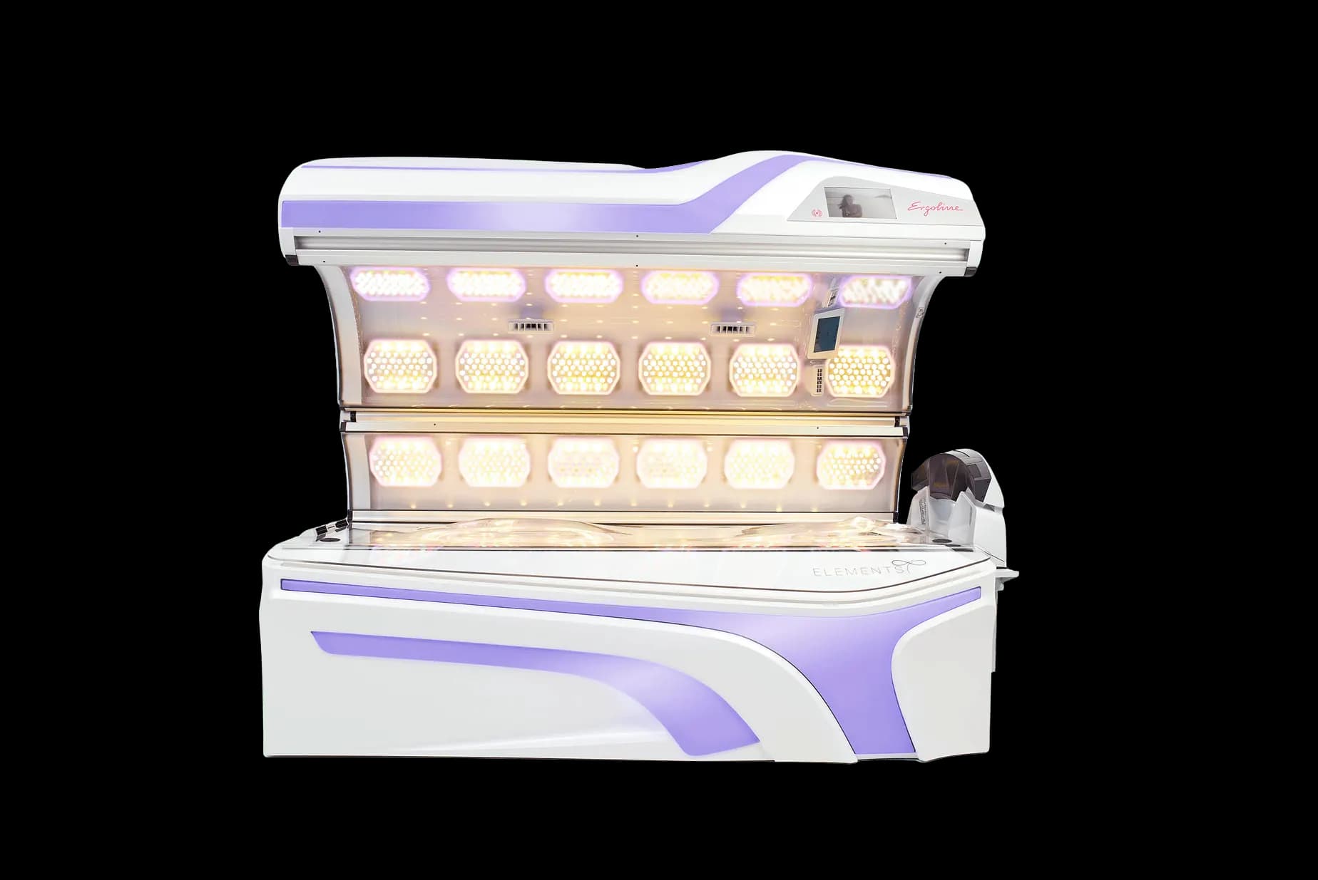 Ergoline Elements LED-Solarium mit Synergy Light, geöffnete Liege bei Relax Sun & Beauty
